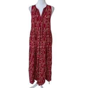 Max Studio Women Sleeveless Red Floral V-Neck With Tie Maxi Dress Size XS NWOT